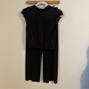 Ro & De Black Ribbed Satin Matching Set Size XS‎